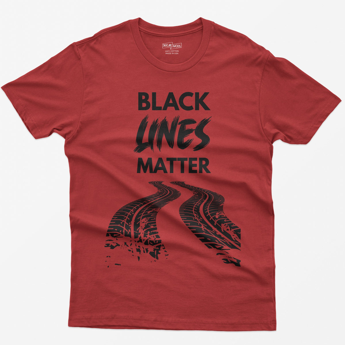 Black Lines Matter Car T-Shirt - Red
