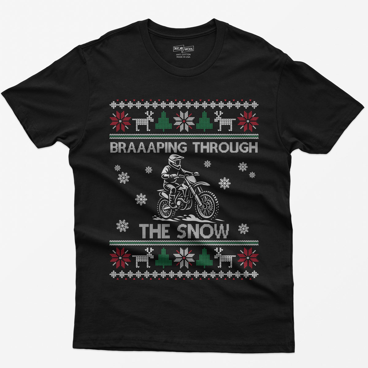 Braaaping Through the Snow Dirt Bike Christmas T-Shirt