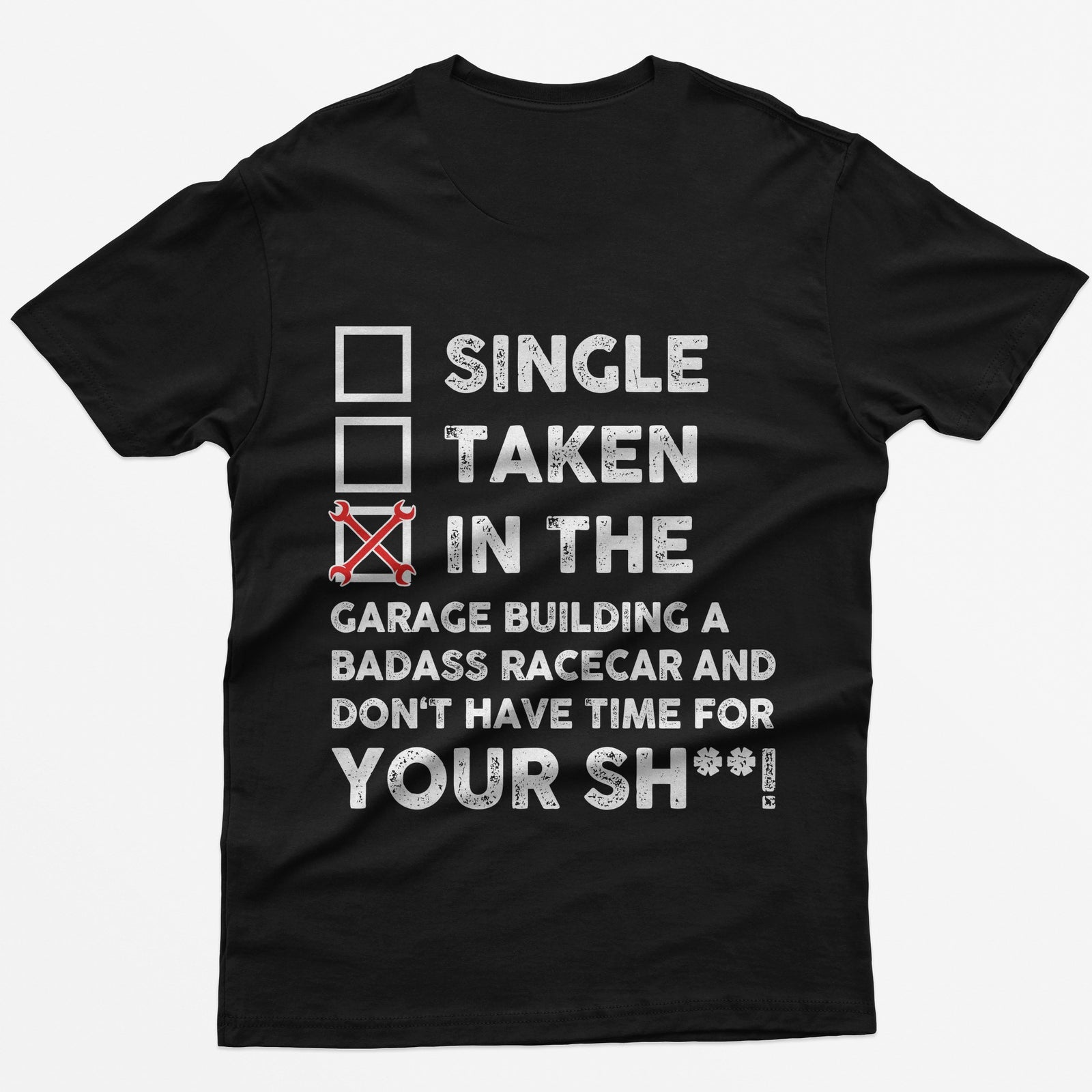 In the Garage Building a Racecar T-Shirt - back print