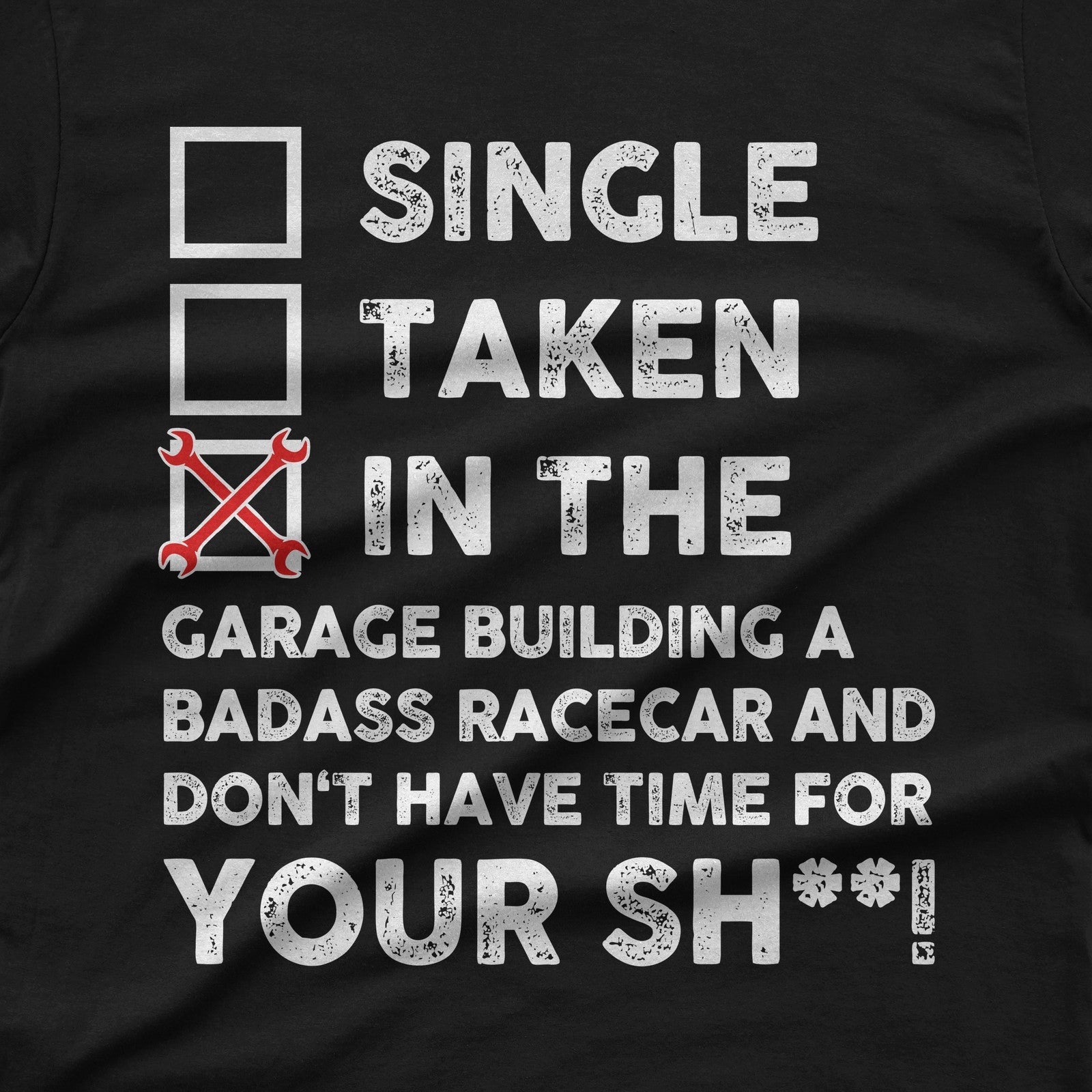 In the Garage Building a Racecar T-Shirt - back print