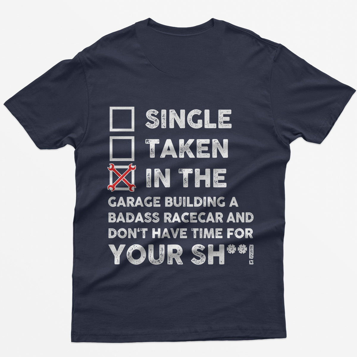 In the Garage Building a Racecar T-Shirt - Navy back print