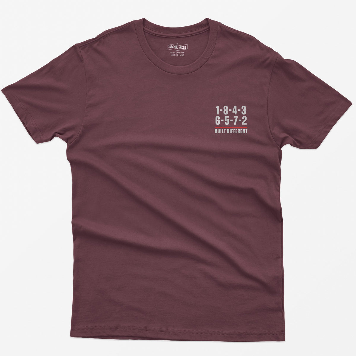Built Different V8 Firing Order T-Shirt - Maroon