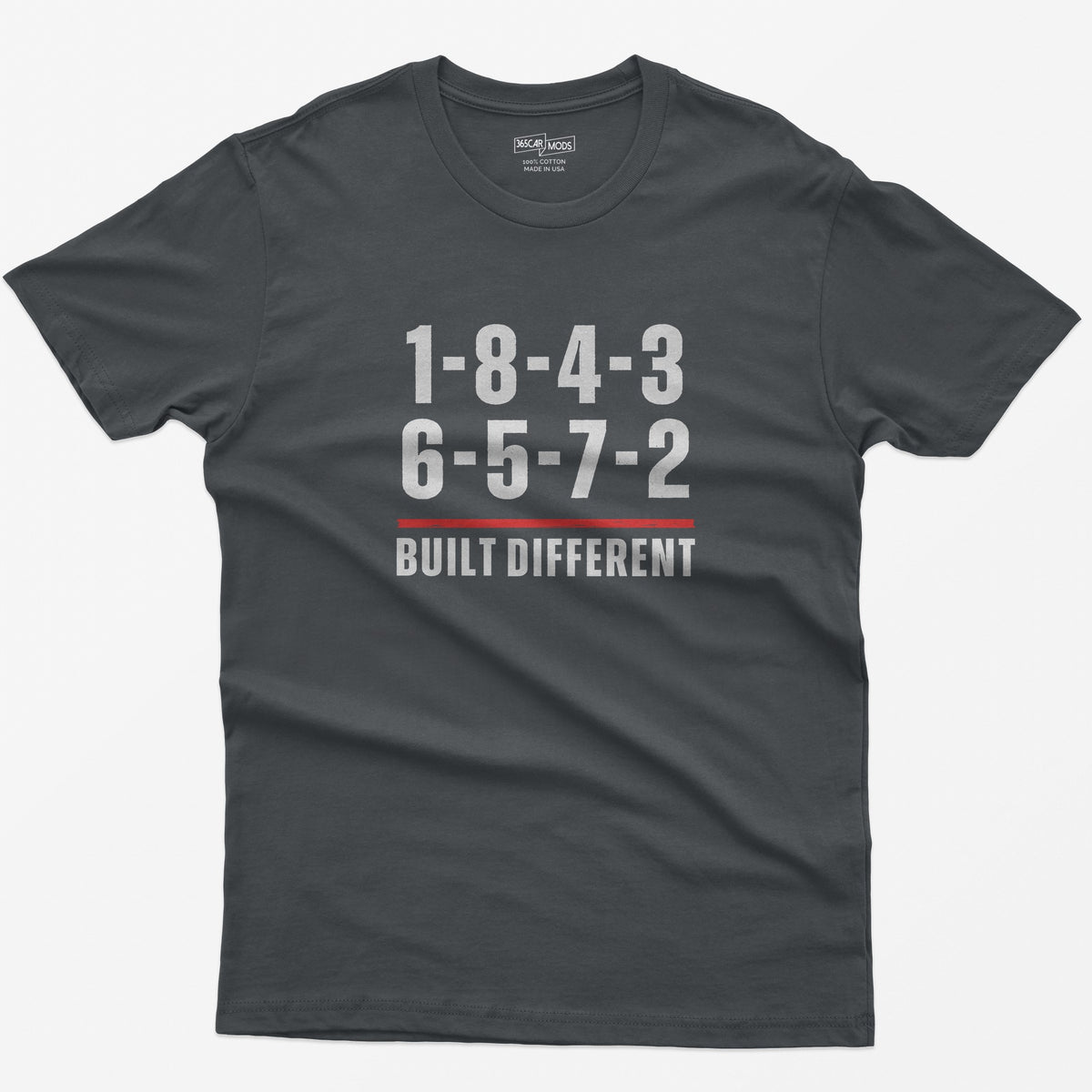 Built Different V8 Firing Order Graphic T-Shirt - Charcoal