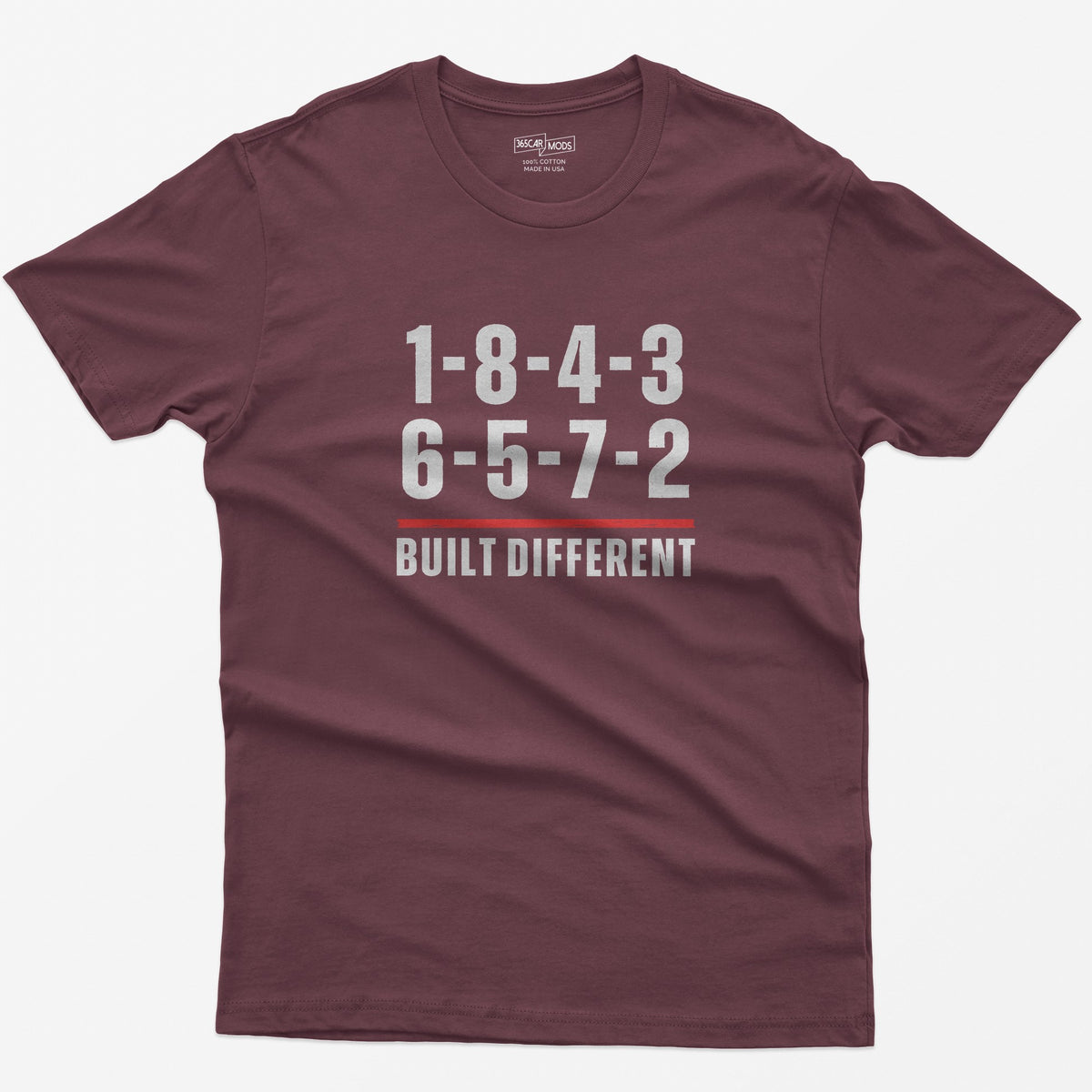 Built Different V8 Firing Order Graphic T-Shirt - Maroon