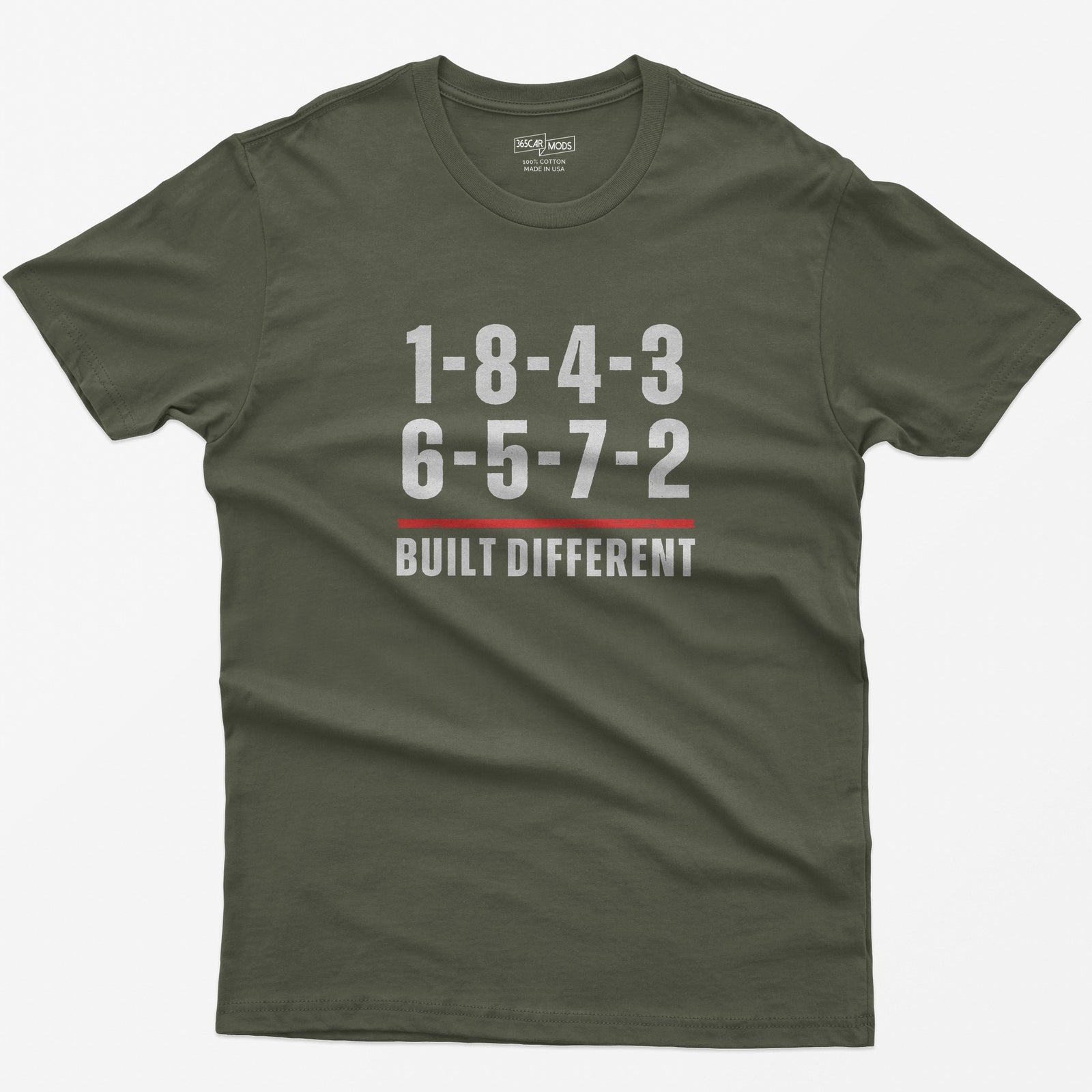 Built Different V8 Firing Order Graphic T-Shirt - Military Green