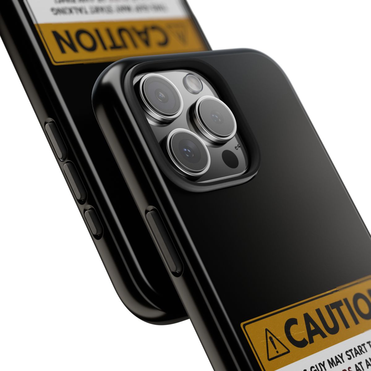 Caution May Start Talking About Cars tough phone case, close-up of the print