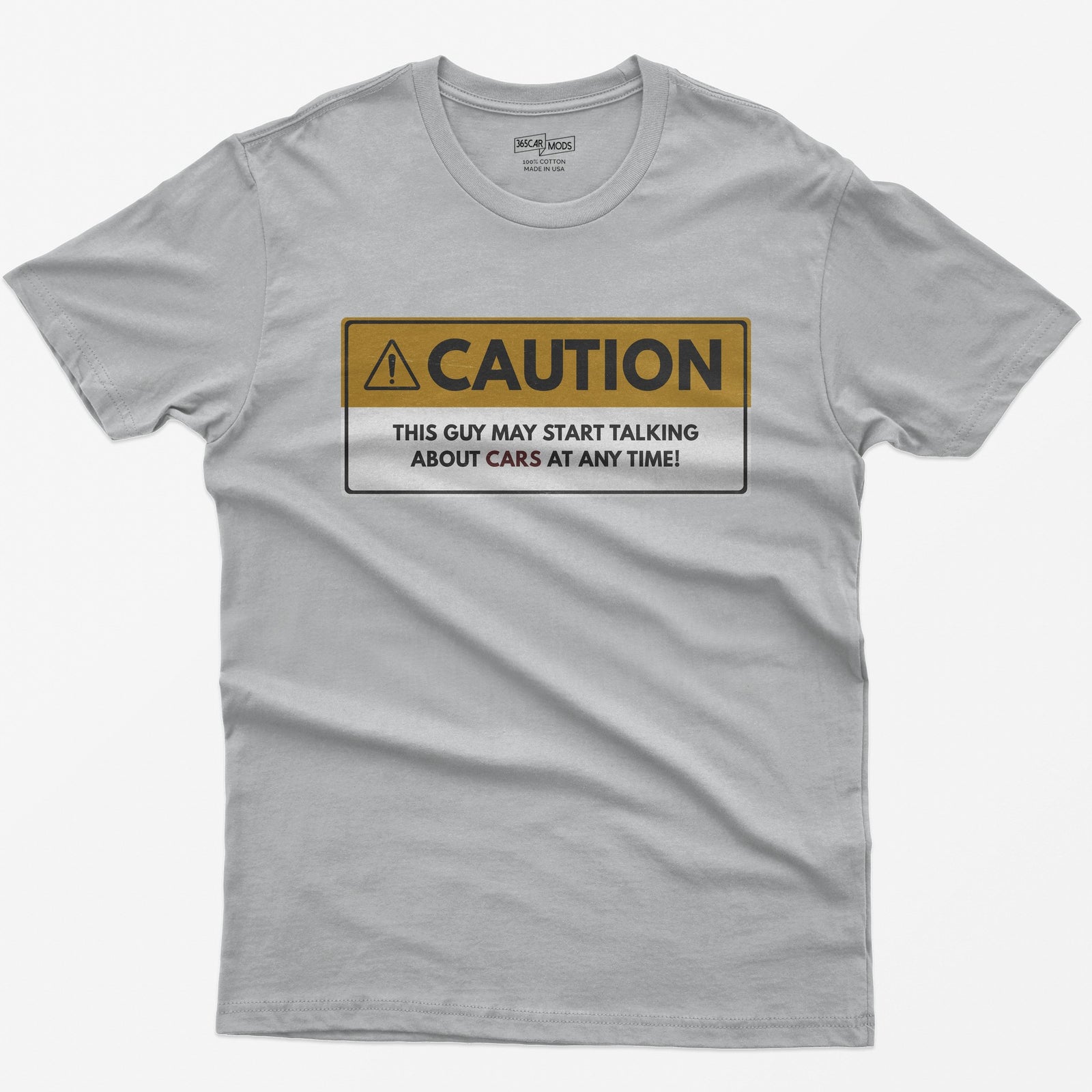 Caution: May Start Talking About Cars T-Shirt - Athletic Heather