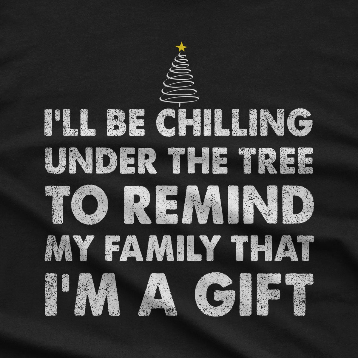 Chilling Under the Tree Christmas T-Shirt design close-up