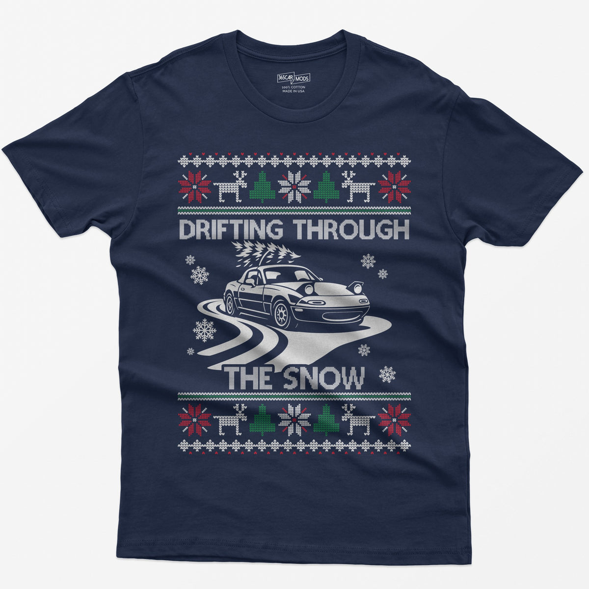 Miata MX5 Christmas Drift T-Shirt - Navy