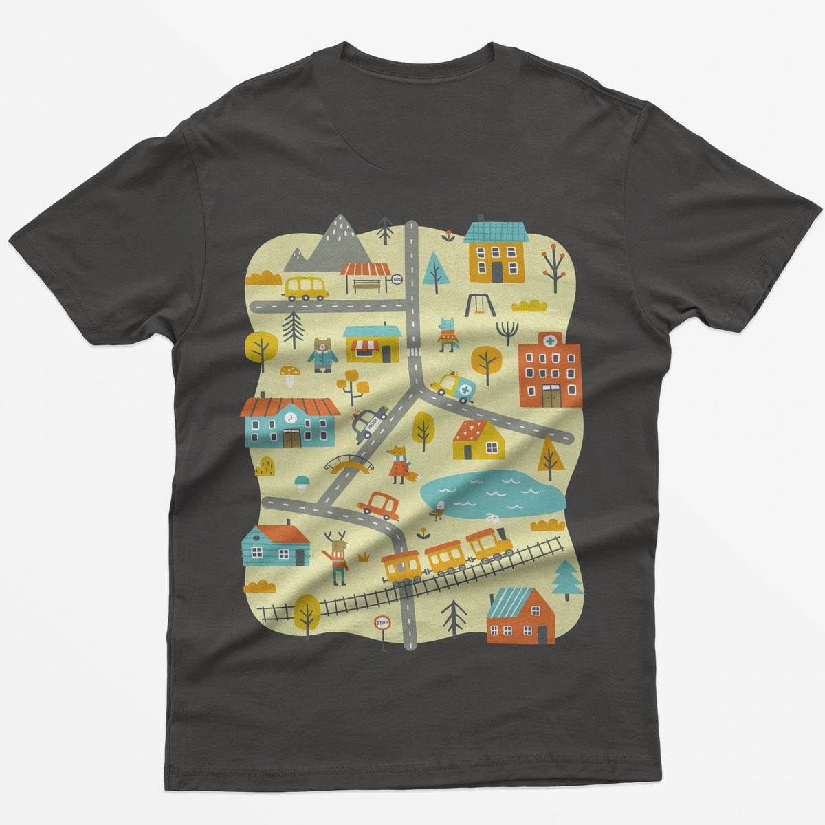 City Play Roads T-Shirt - Dark Heather back print