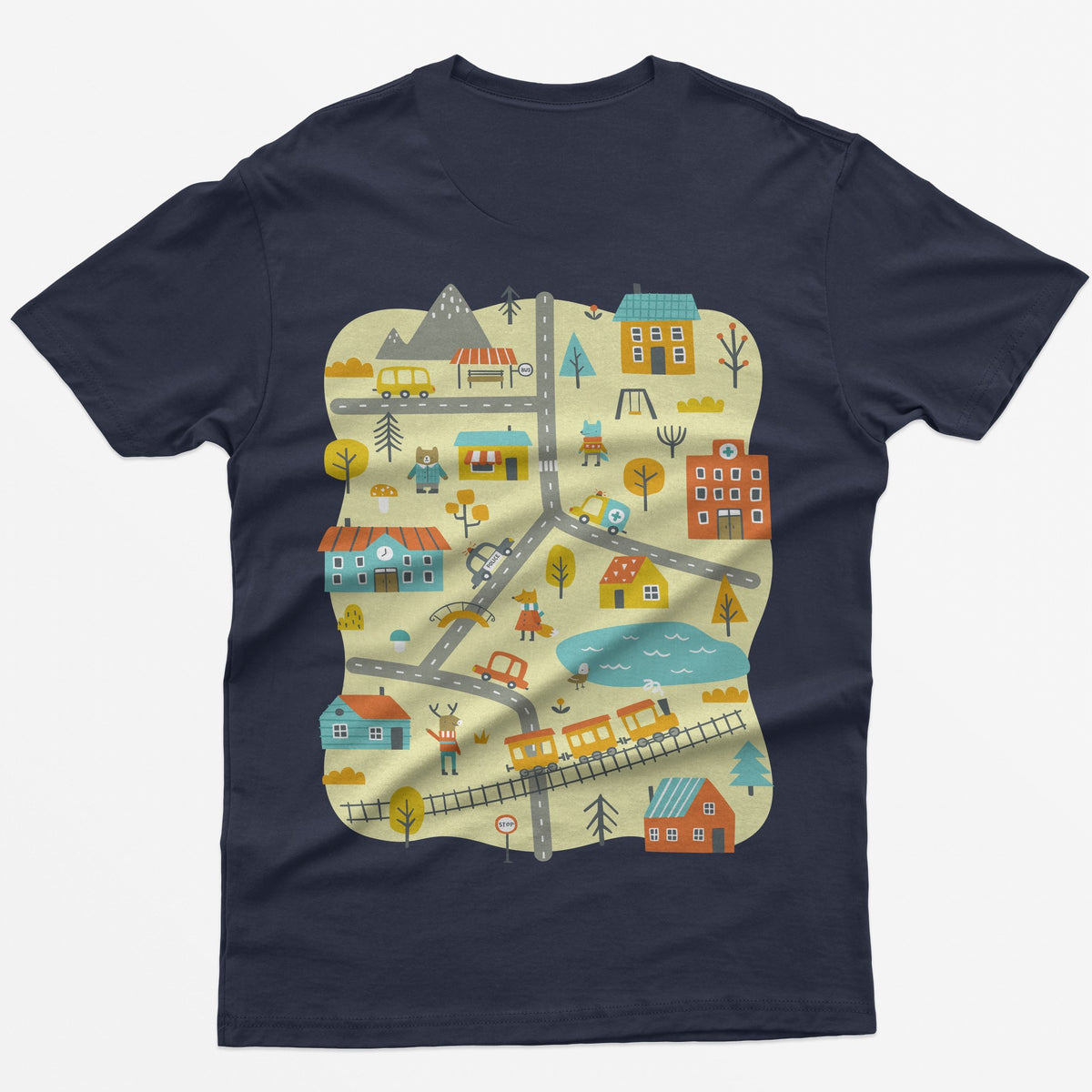City Play Roads T-Shirt - Navy back print