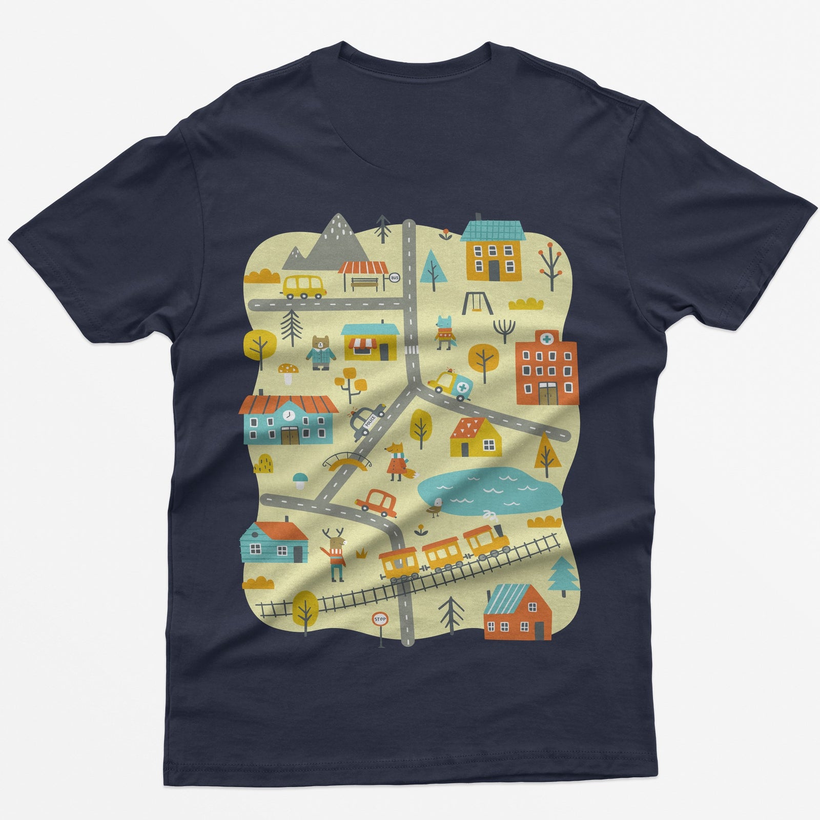 City Play Roads T-Shirt - Navy back print