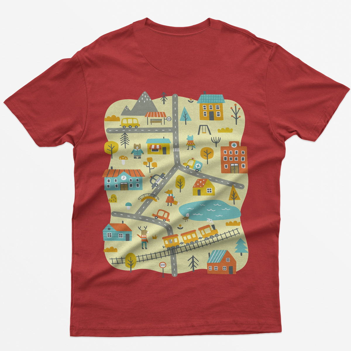 City Play Roads T-Shirt - Red back print