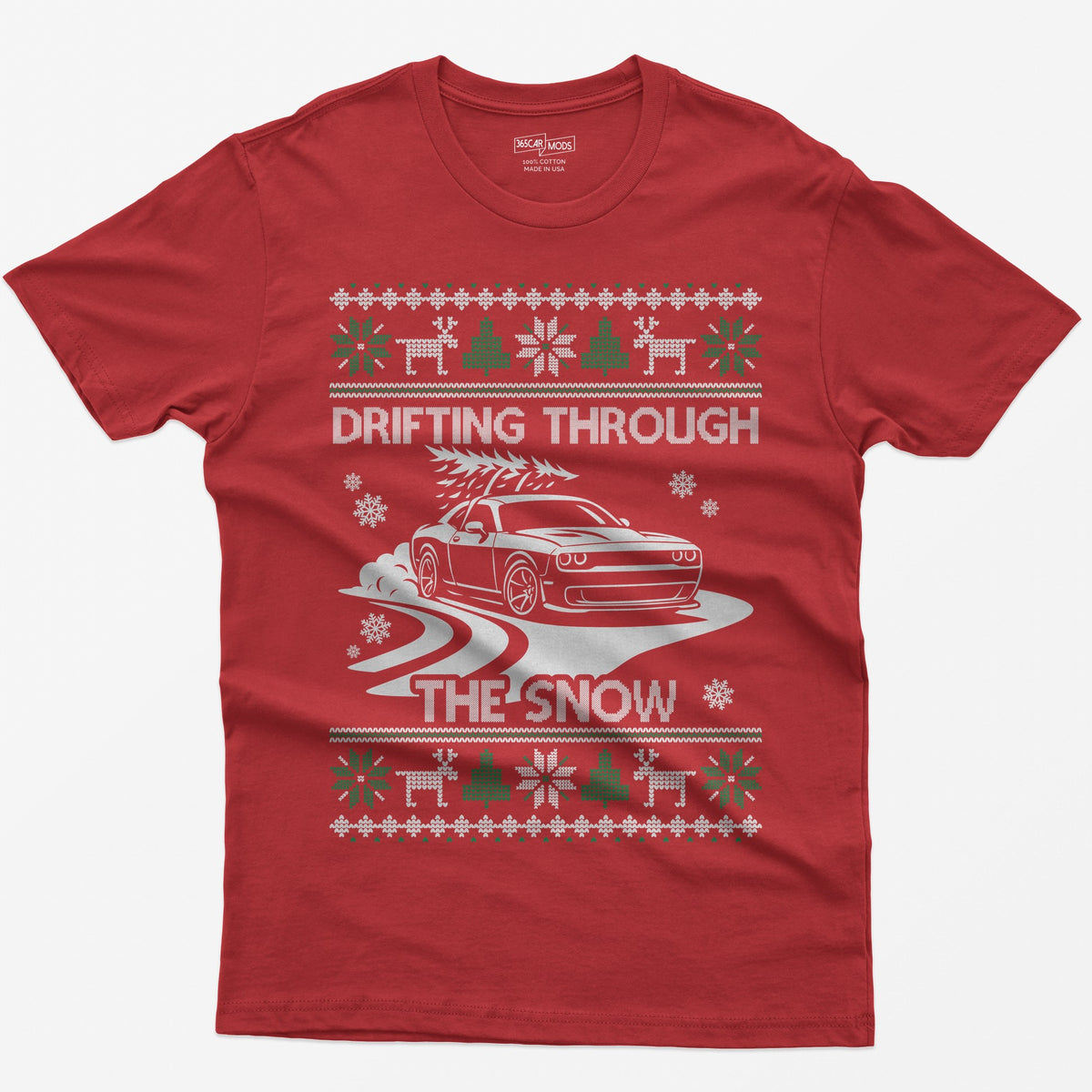 Custom Drift Car Christmas T-Shirt - Red