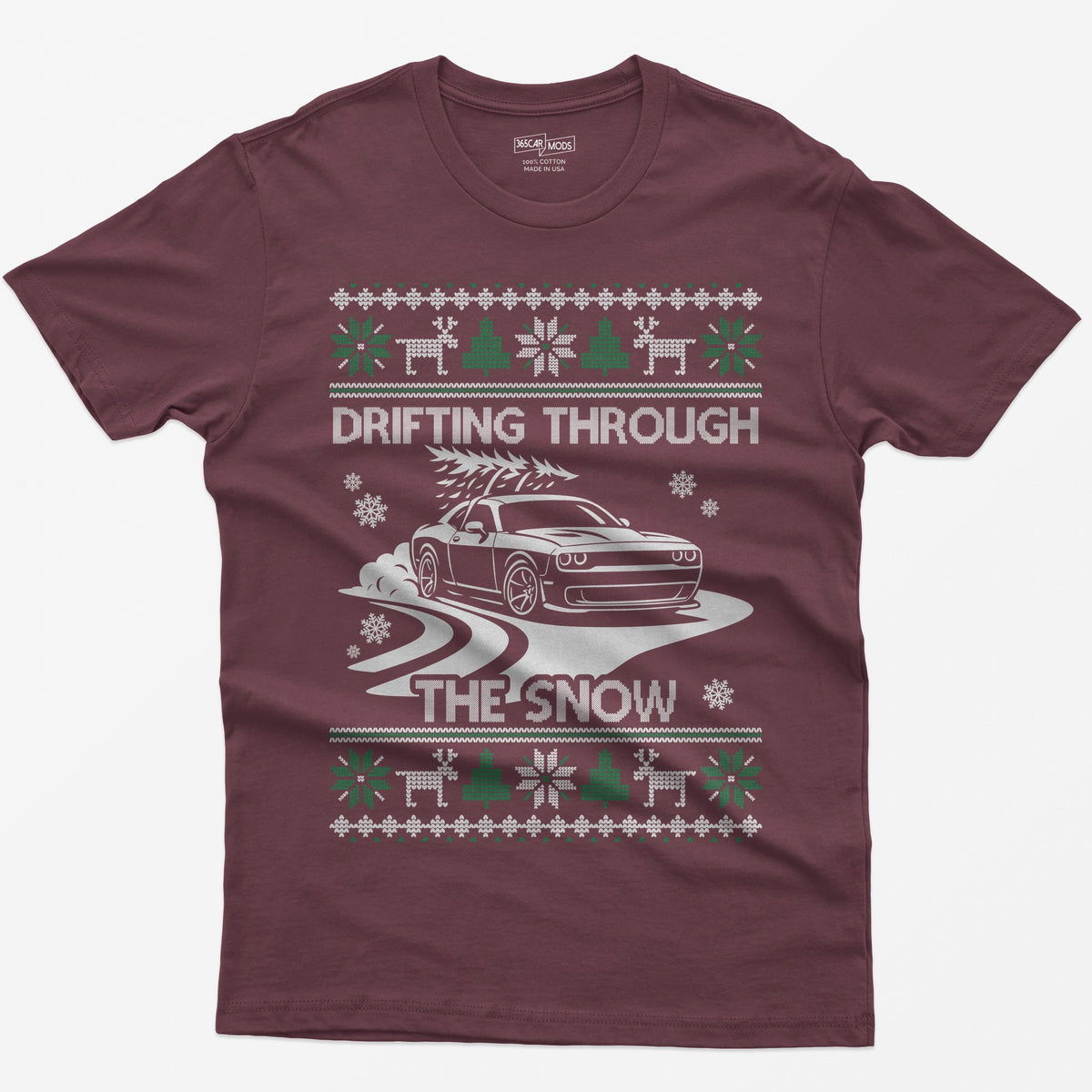 Custom Ugly Christmas Car T-Shirt - Maroon