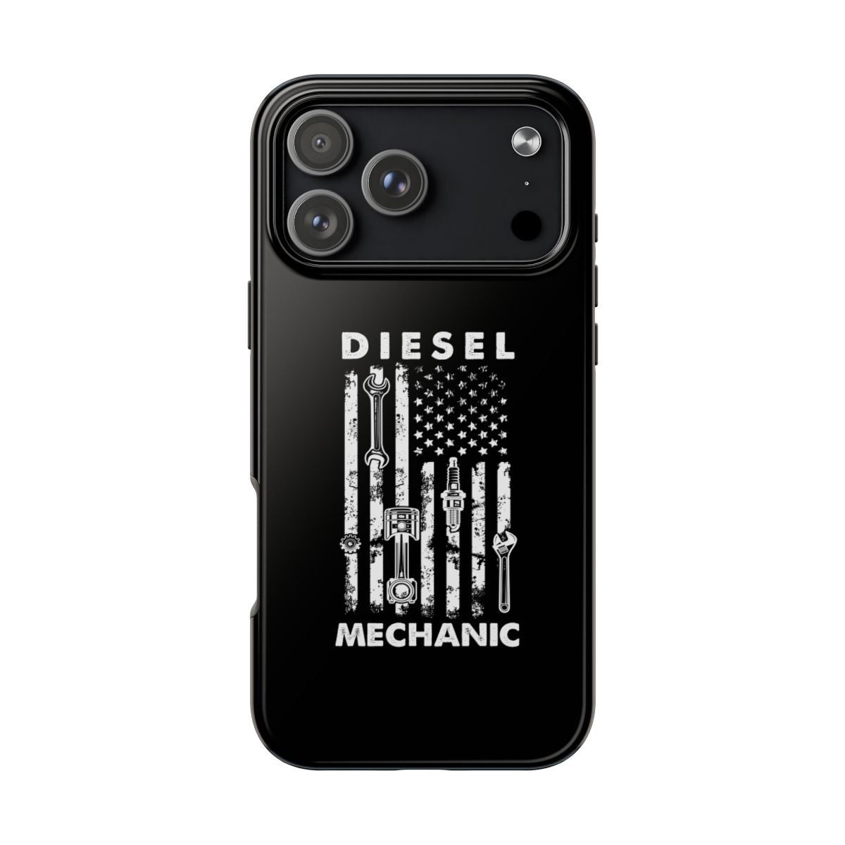 Diesel Mechanic Flag tough phone case on iPhone 18 Pro Max, back view