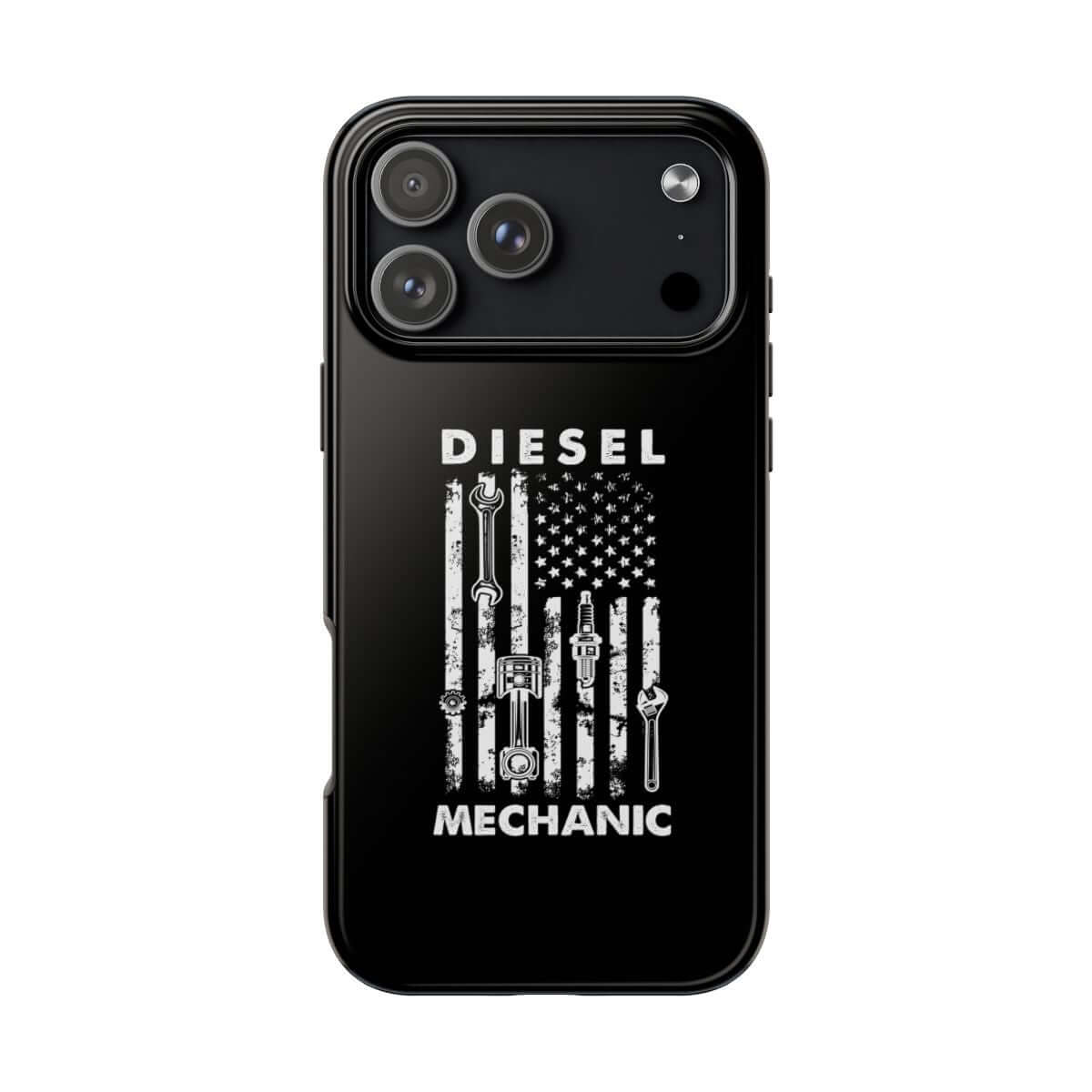 Diesel Mechanic Flag tough phone case on iPhone 18 Pro Max, back view