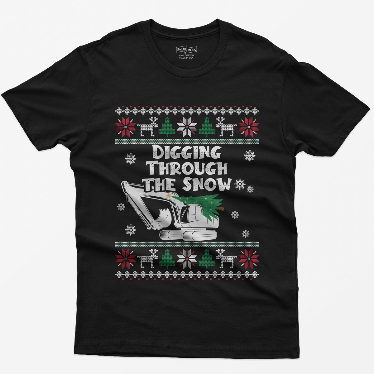 Digging Through the Snow Excavator Christmas T-Shirt