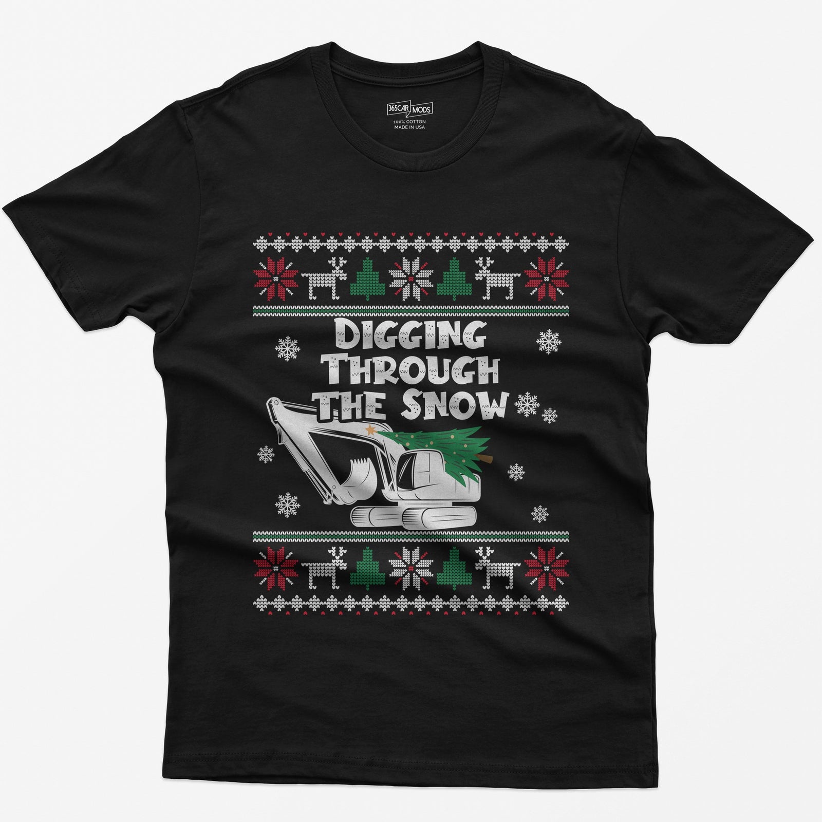 Digging Through the Snow Excavator Christmas T-Shirt