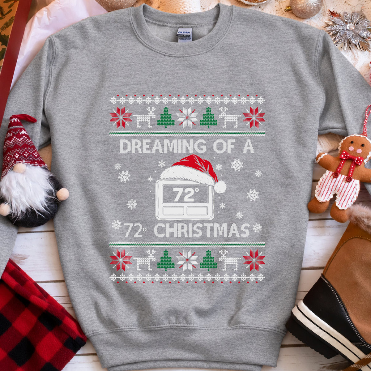 HVAC 72 degree Christmas sweatshirt in Sport Grey