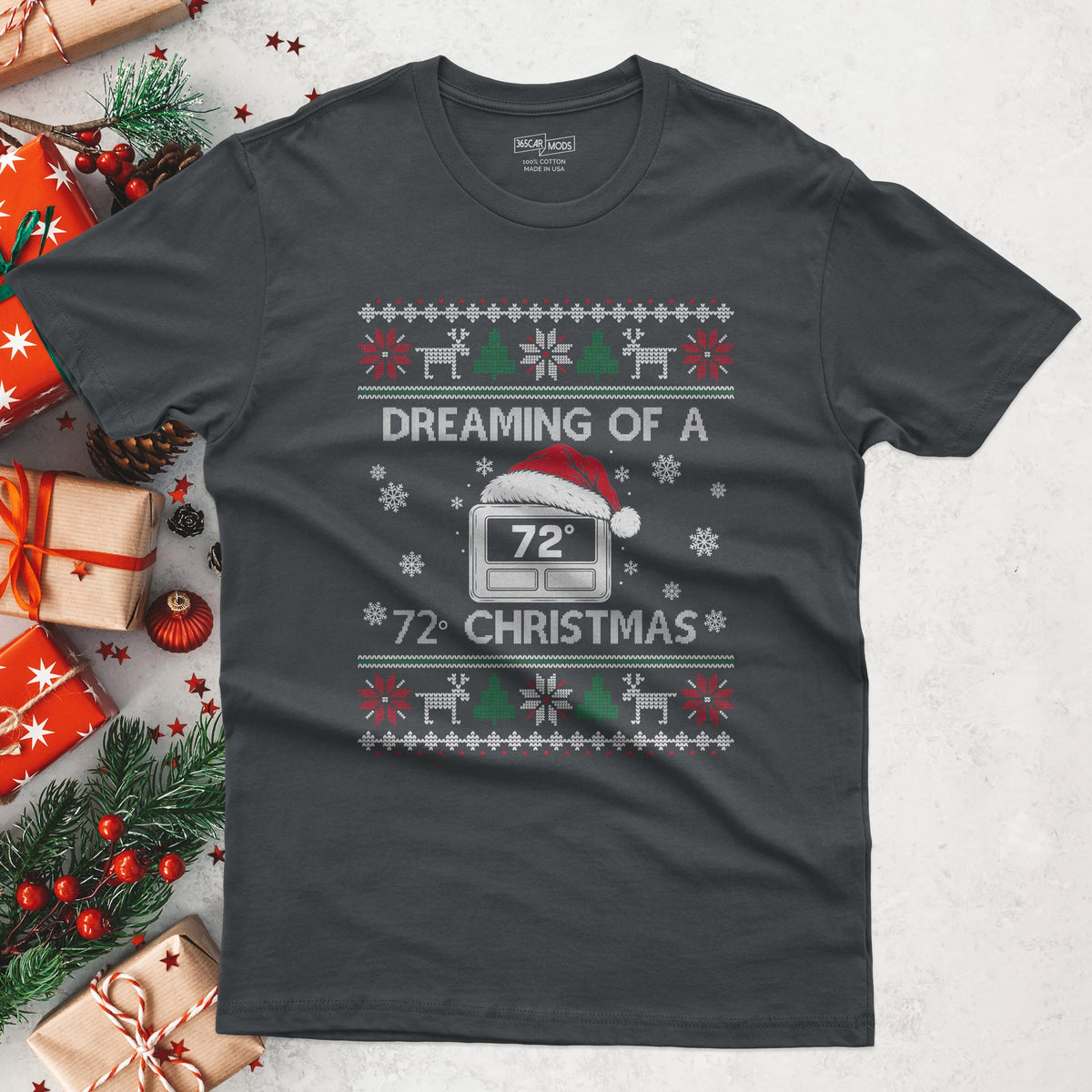 HVAC 72 degree Christmas t-shirt in Charcoal