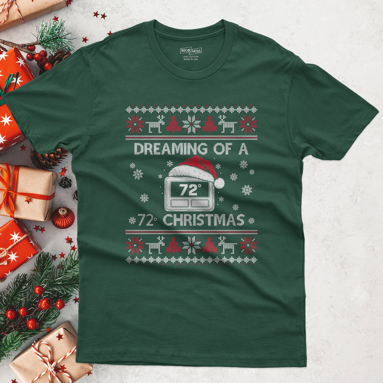 HVAC 72 degree Christmas t-shirt in Forest Green