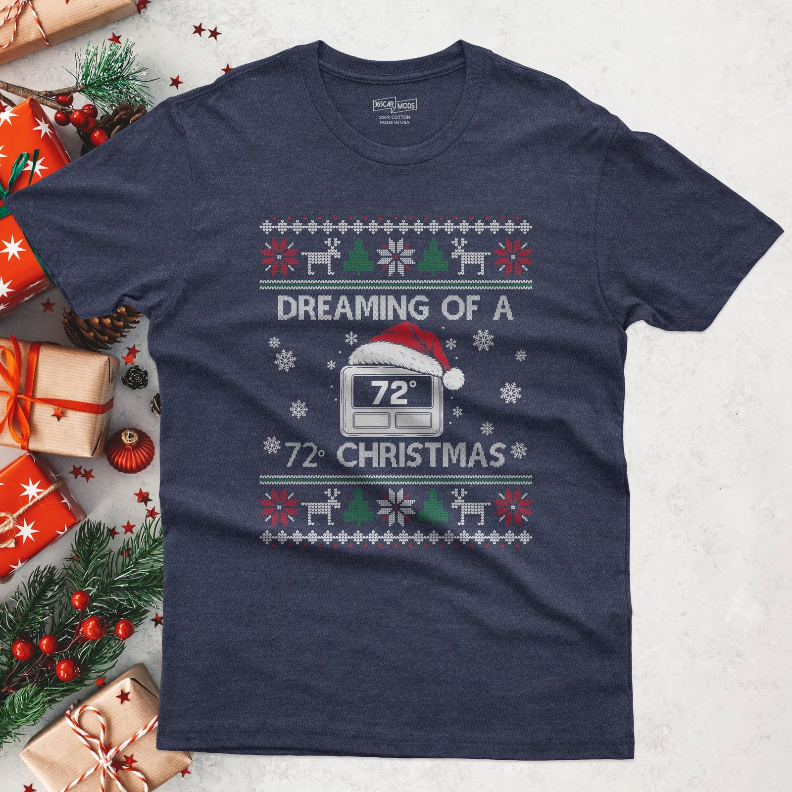 HVAC 72 degree Christmas t-shirt in Heather Navy