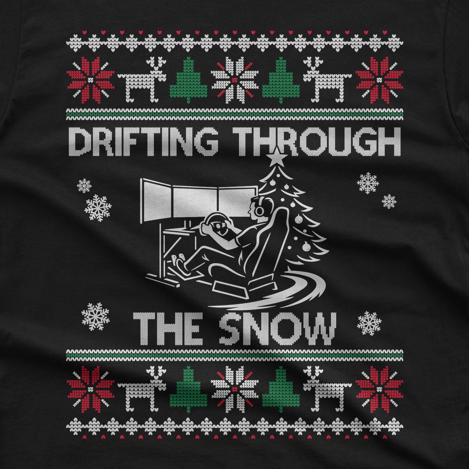 Drifting Through the Snow Sim Racing Christmas T-Shirt