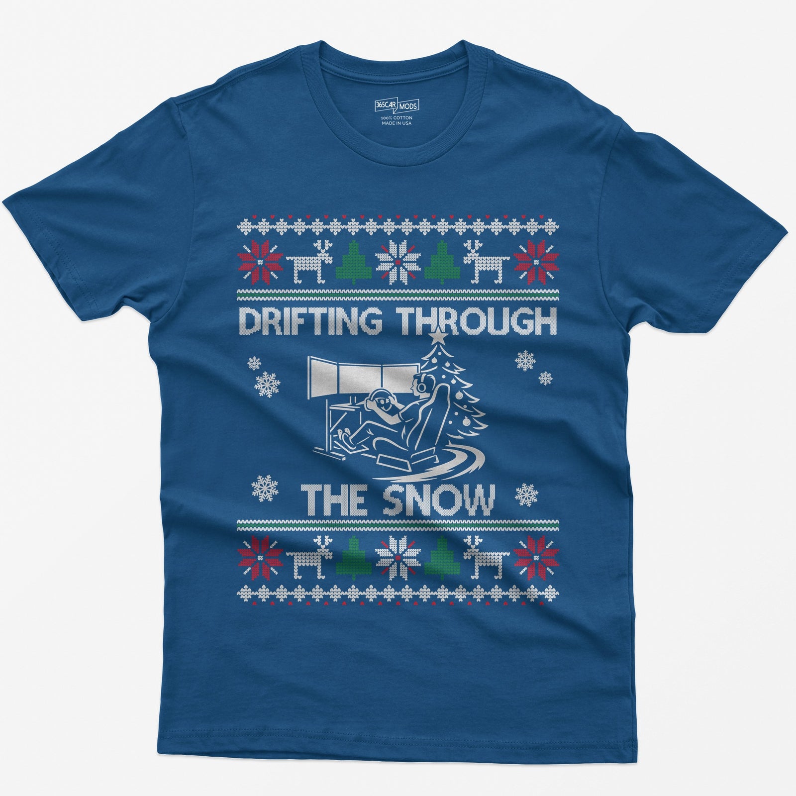 Drifting Through the Snow Sim Racing Christmas T-Shirt - Royal
