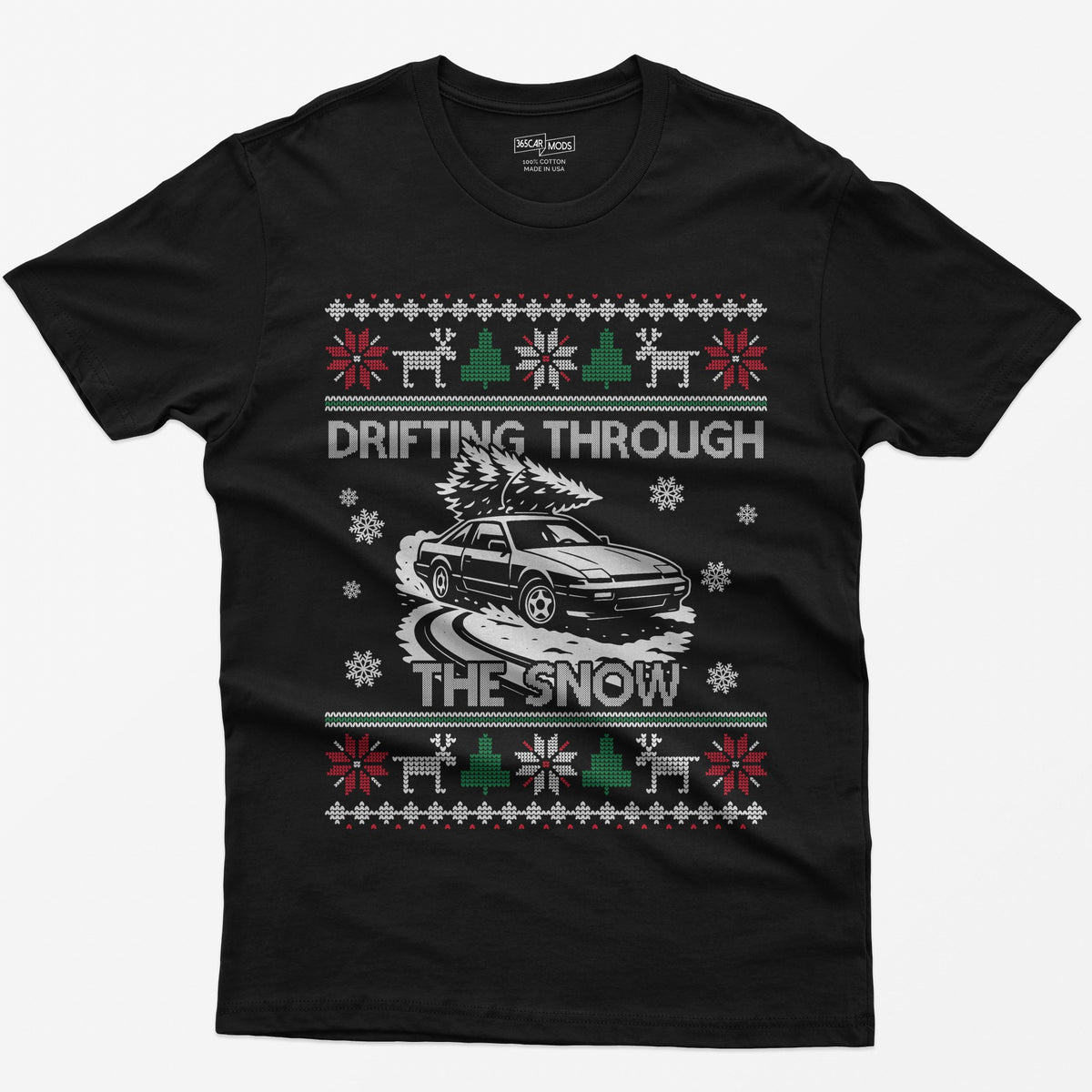 S13 240SX Drifting Through the Snow Ugly Christmas T-Shirt