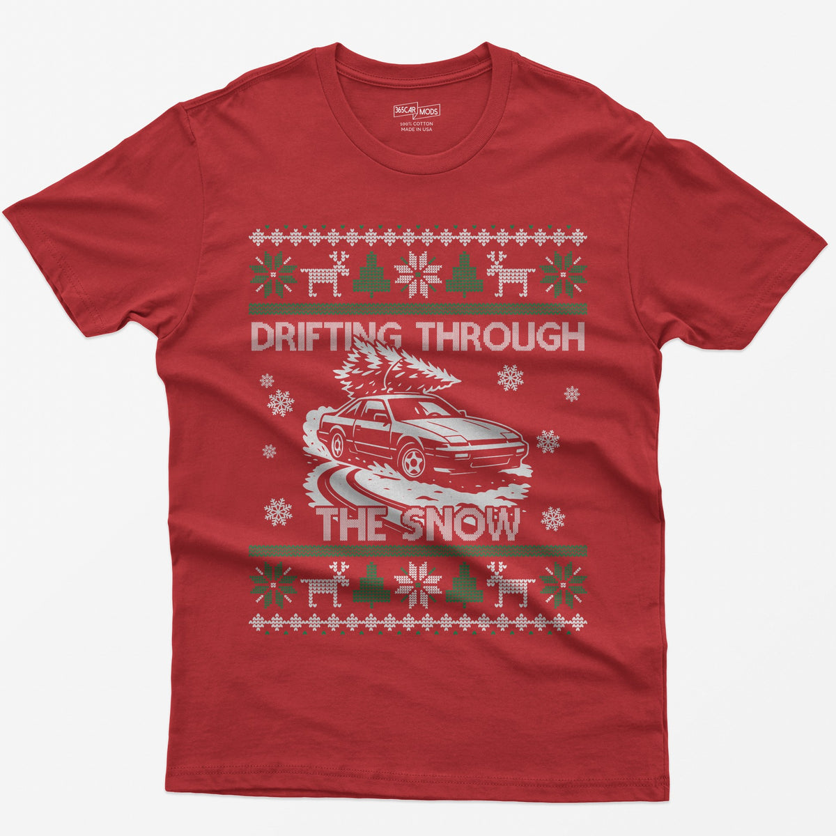 S13 240SX Drifting Through the Snow Ugly Christmas T-Shirt - Red
