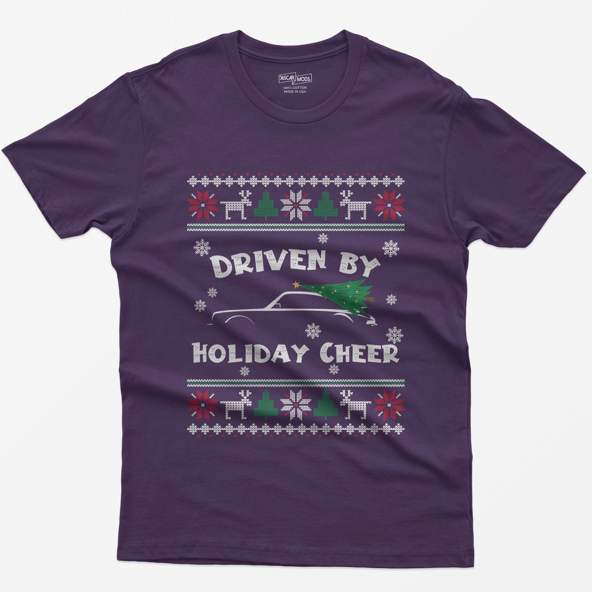 Driven by Holiday Cheer Sports Car Christmas T-Shirt - Purple