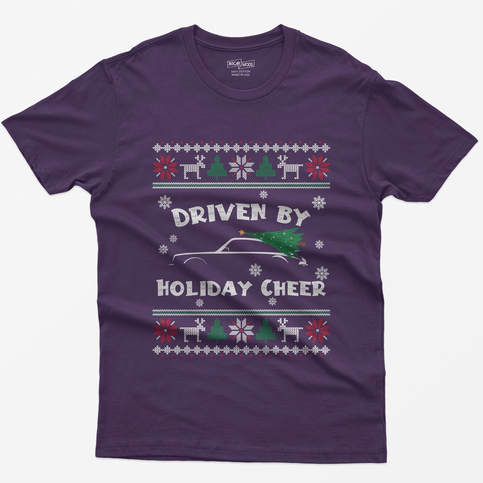Driven by Holiday Cheer Sports Car Christmas T-Shirt - Purple