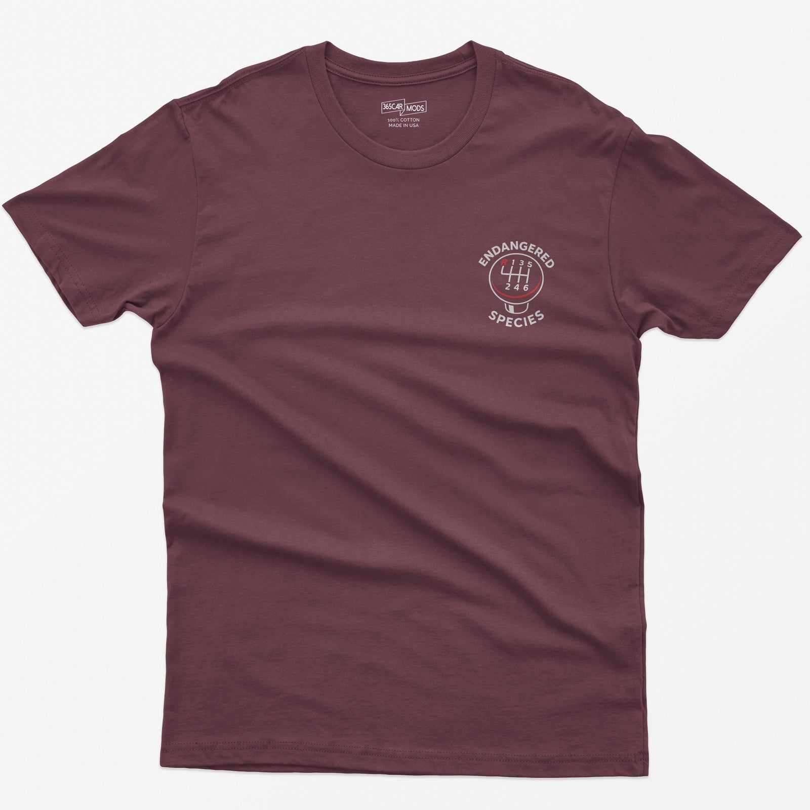 Endangered Species Stick Shift T-Shirt - Maroon
