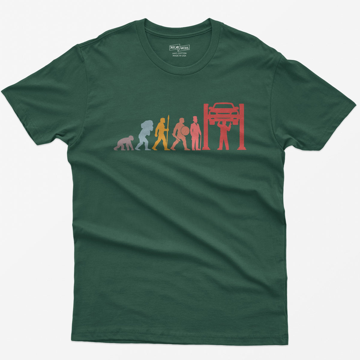 Evolution of a Mechanic Funny T-Shirt - Forest Green
