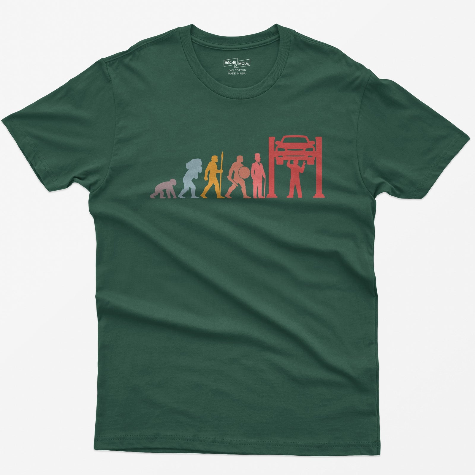 Evolution of a Mechanic Funny T-Shirt - Forest Green