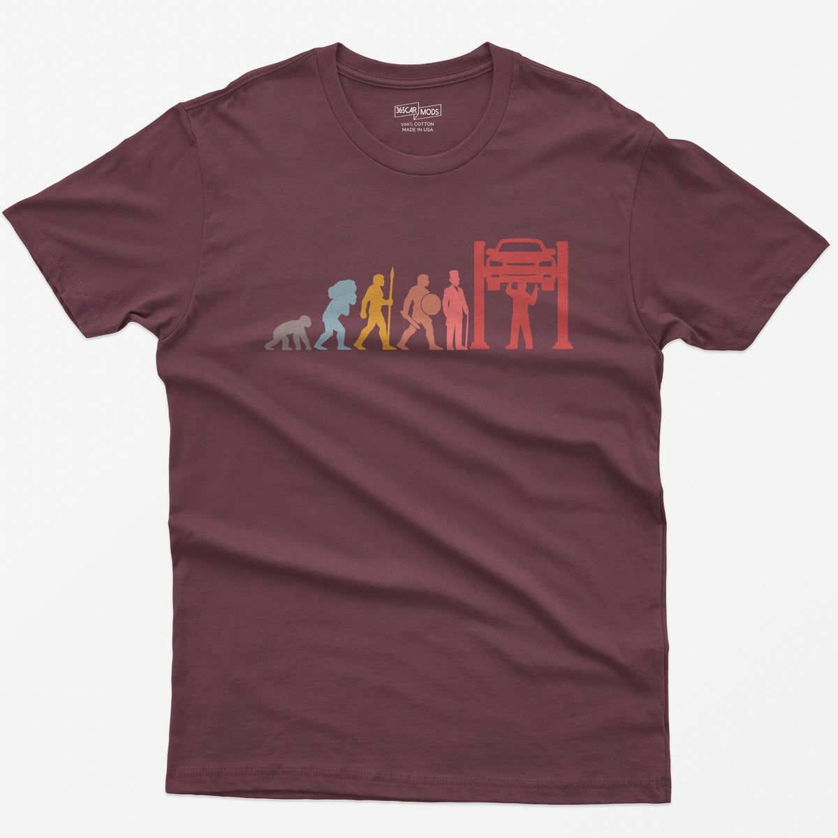 Evolution of a Mechanic Funny T-Shirt - Maroon