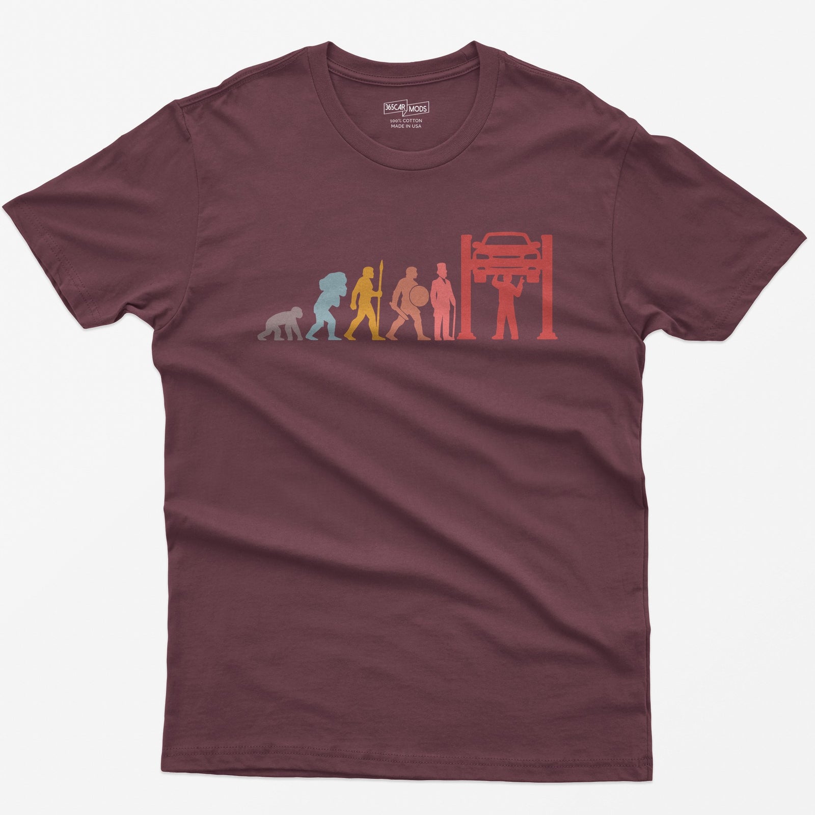 Evolution of a Mechanic Funny T-Shirt - Maroon