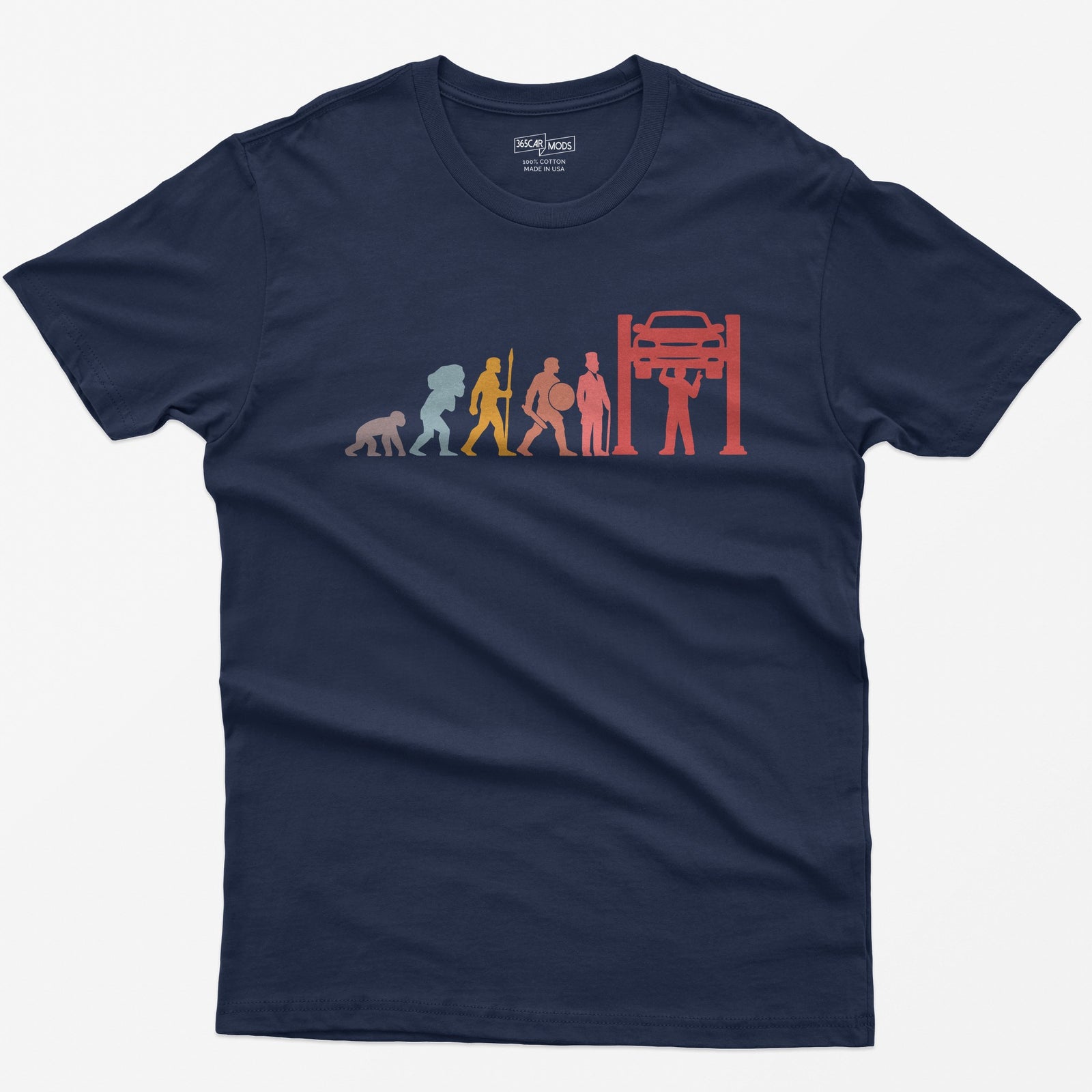 Evolution of a Mechanic Funny T-Shirt - Navy