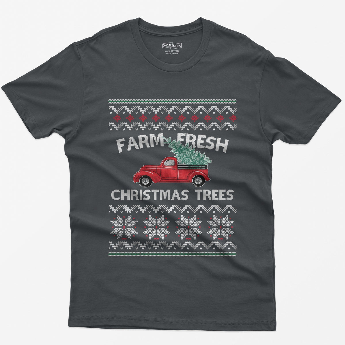 Farm Fresh Christmas Trees Vintage Red Truck T-Shirt - Charcoal