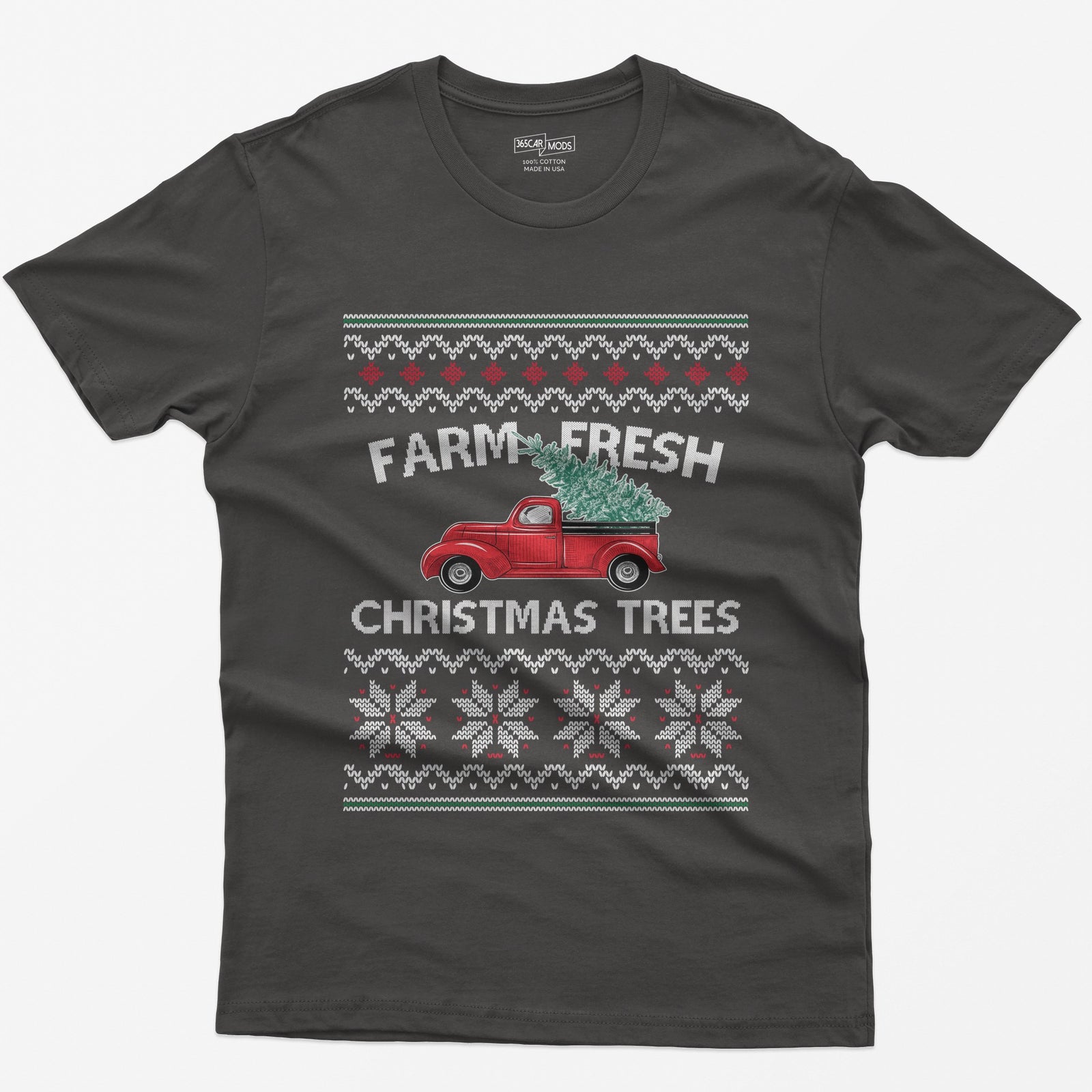 Farm Fresh Christmas Trees Vintage Red Truck T-Shirt - Dark Heather