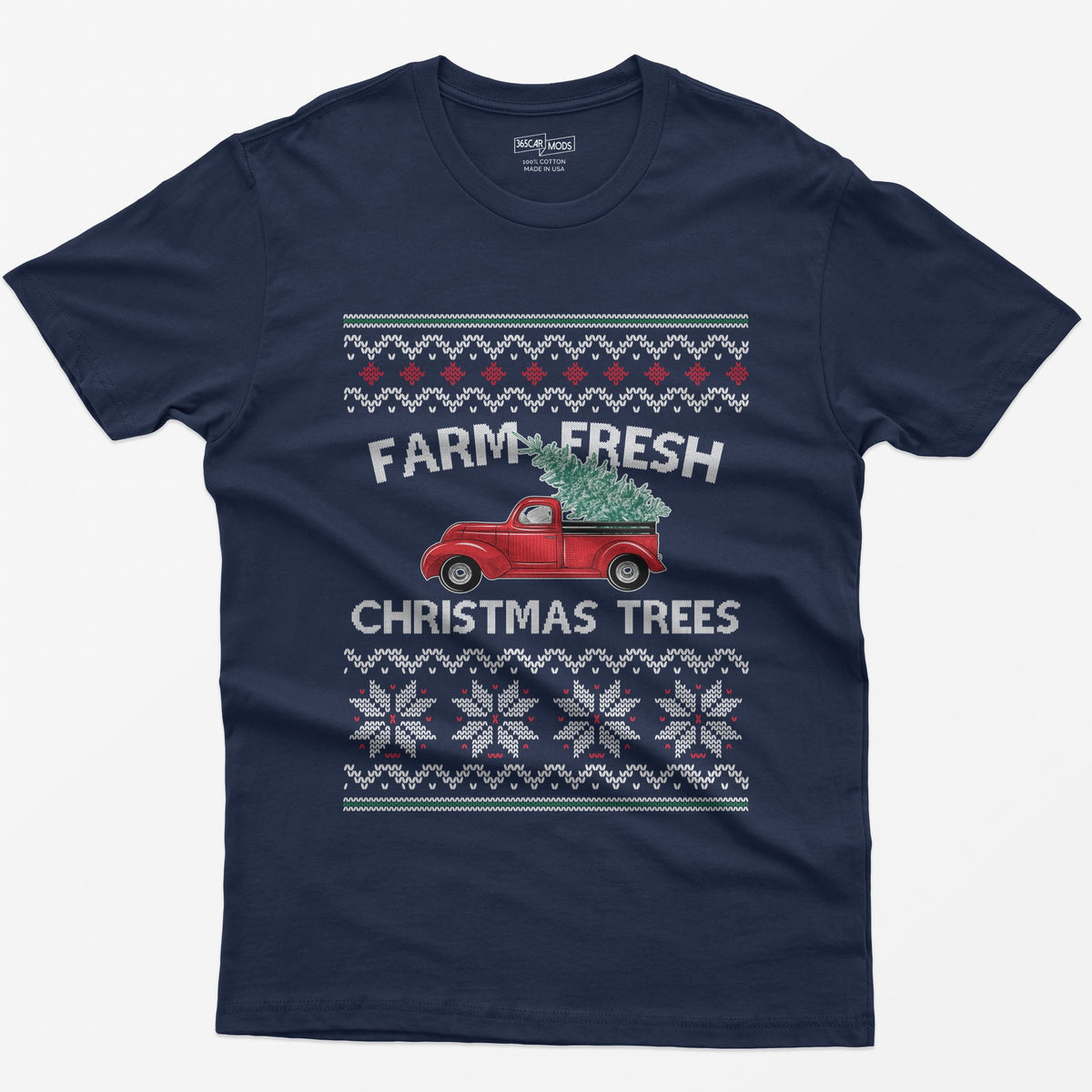 Farm Fresh Christmas Trees Vintage Red Truck T-Shirt - Navy