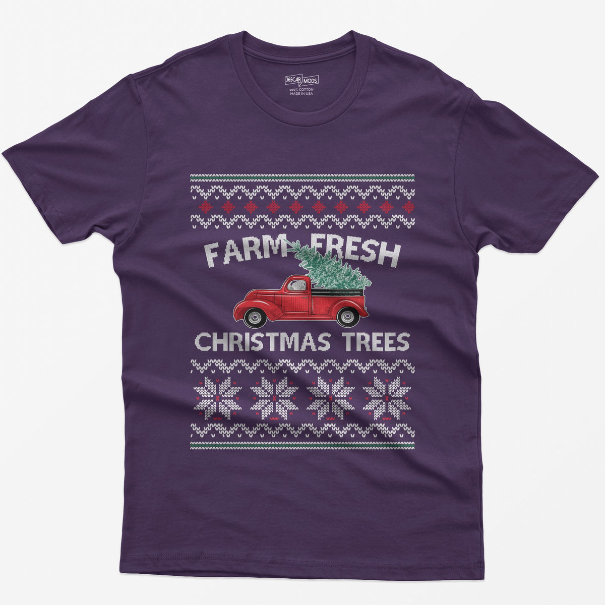 Farm Fresh Christmas Trees Vintage Red Truck T-Shirt - Purple