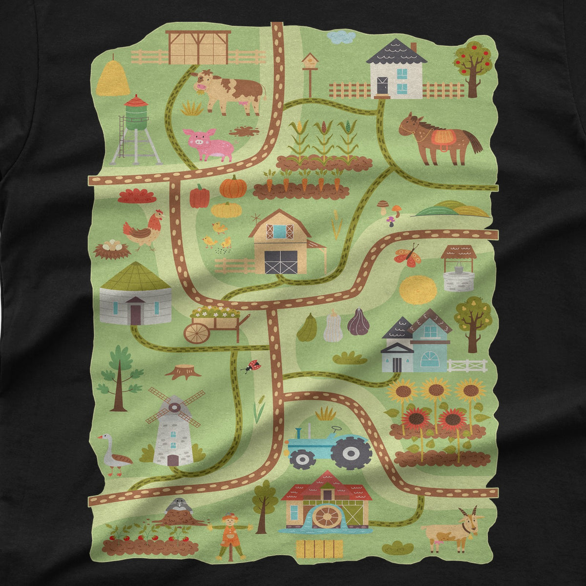 Farm Play Road on Dad's Back T-Shirt design close-up
