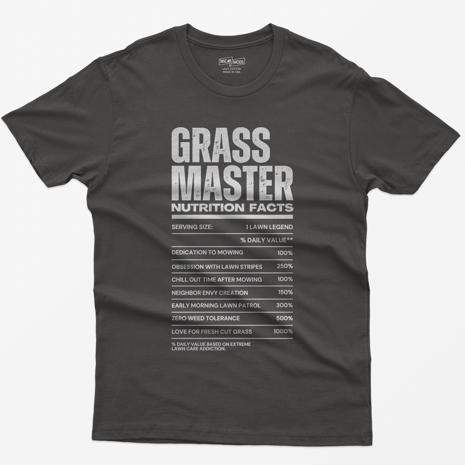 Grass Master Lawn Care Nutrition Facts T-Shirt - Dark Heather