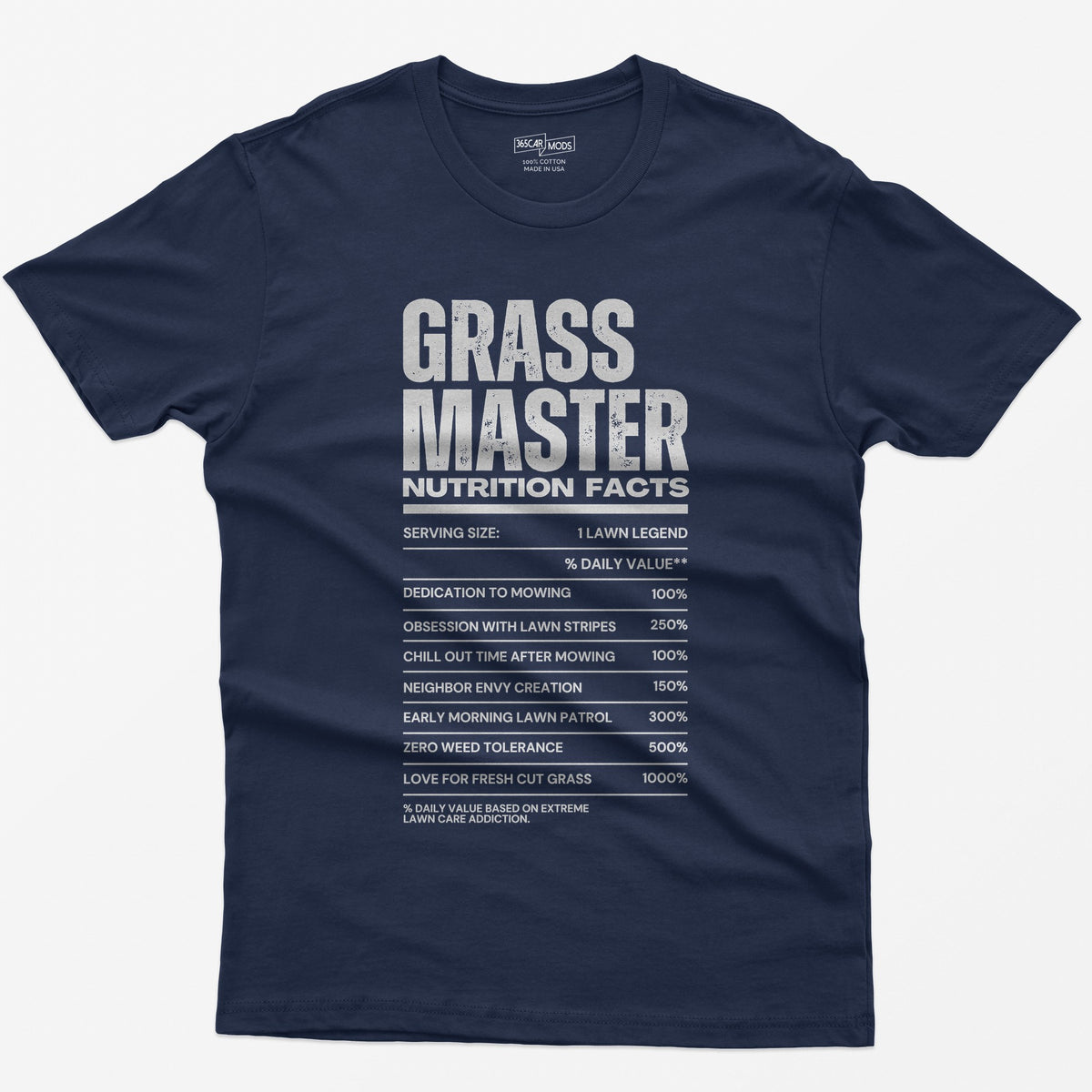 Grass Master Lawn Care Nutrition Facts T-Shirt - Navy
