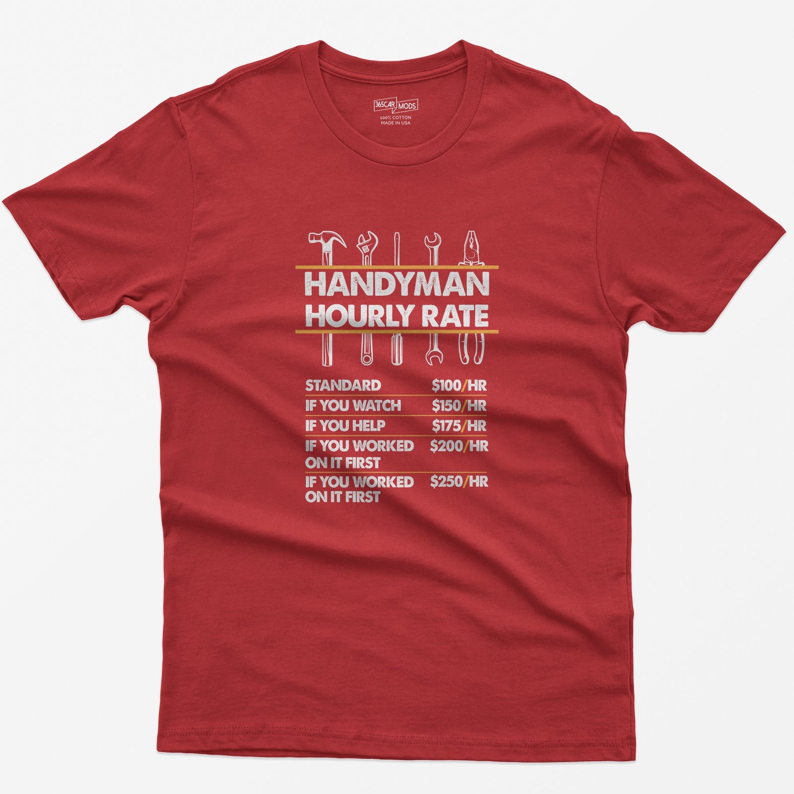 Handyman Hourly Rate T-Shirt - Red