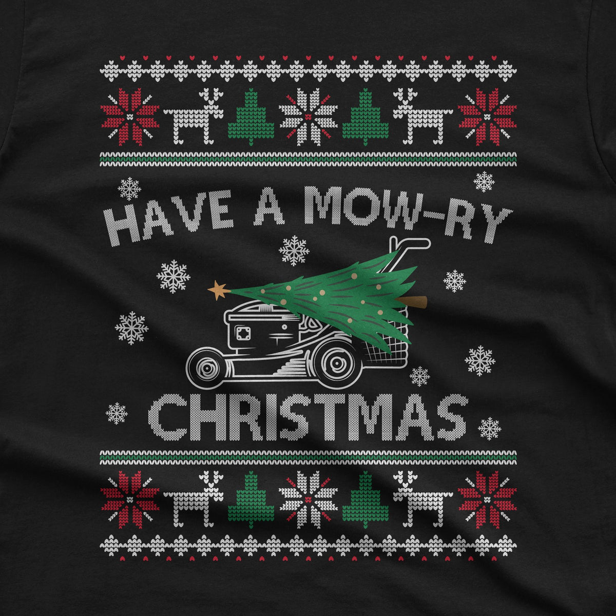 Have a Mow-ry Christmas T-Shirt design close-up