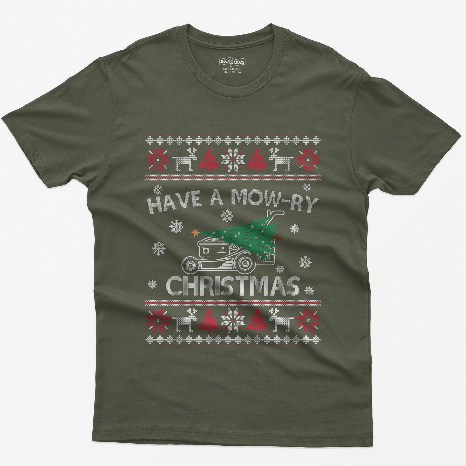 Have a Mow-ry Christmas T-Shirt - Military Green