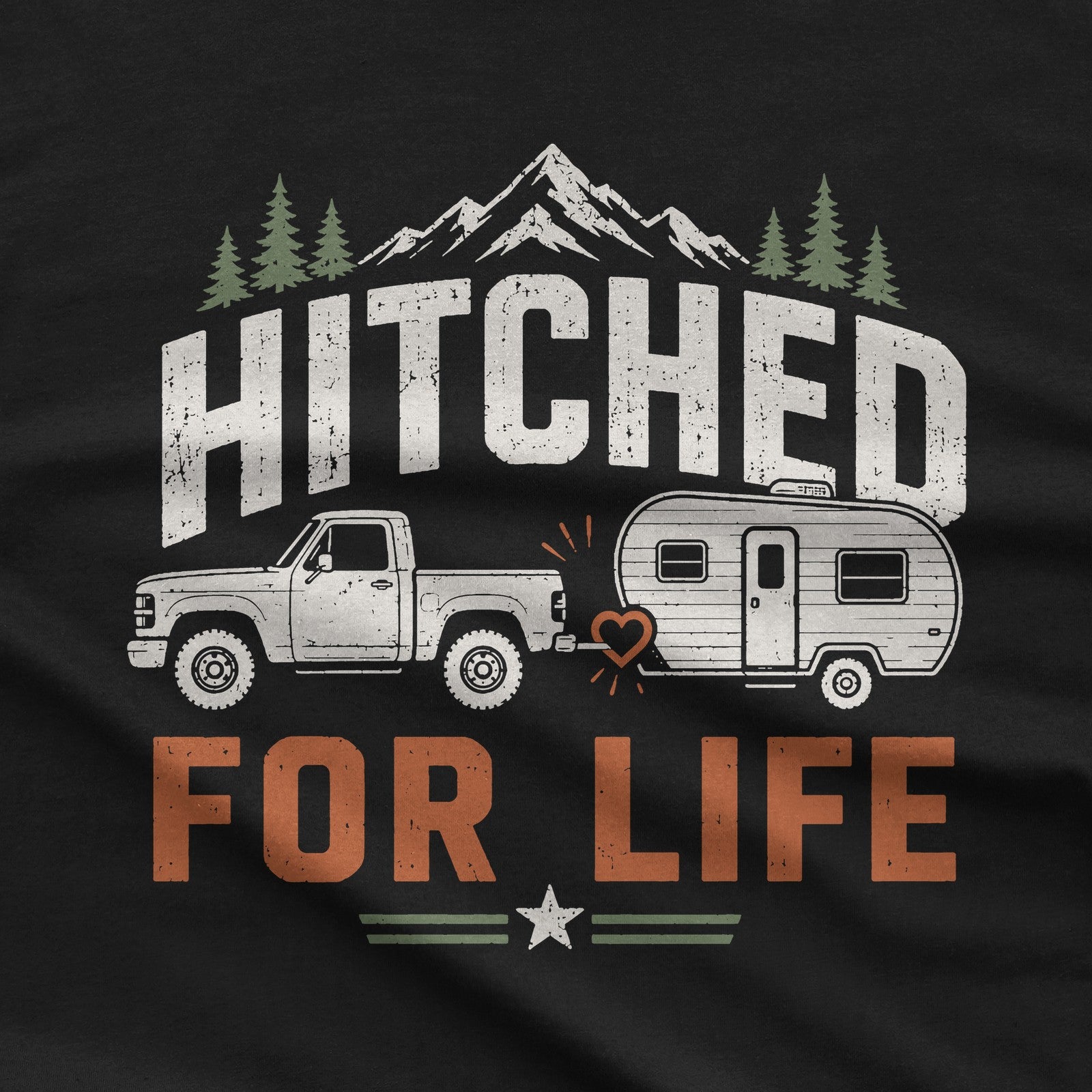 Hitched for Life T-Shirt design close-up